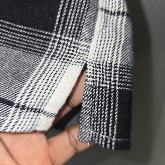 Old Navy Boyfriend Shirt Women Sz L Plaid Mixed Print Button Up Long Sleeve - Picture 7 of 10